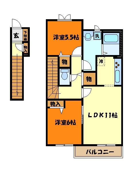 八王子市椚田町のアパートの間取り