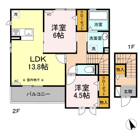 西春日井郡豊山町大字青山のアパートの間取り