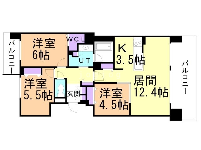 札幌市豊平区水車町のマンションの間取り