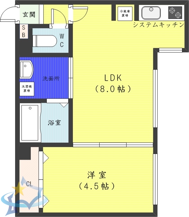 札幌市白石区菊水九条のマンションの間取り