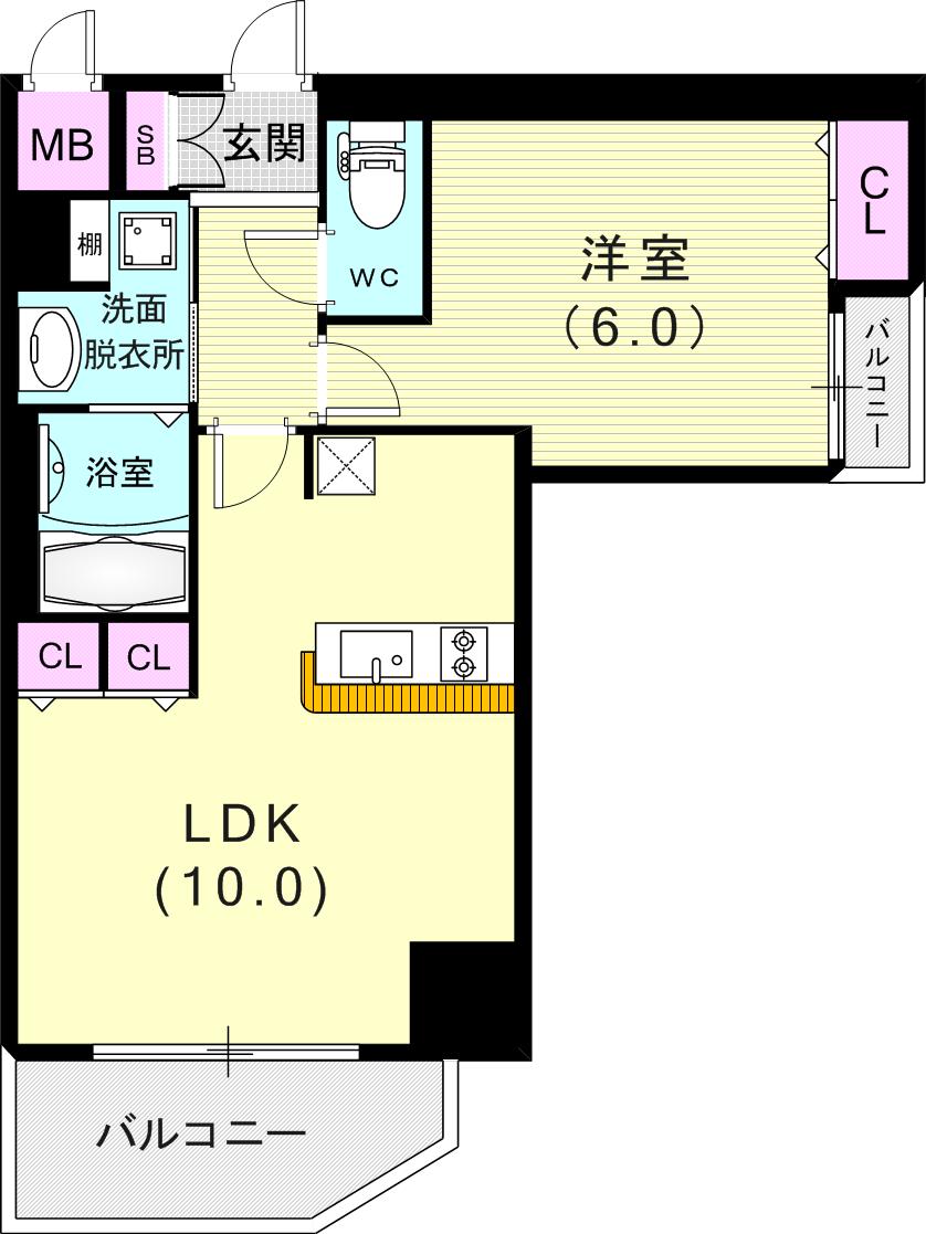 【プレサンス三宮フラワーロードの間取り】