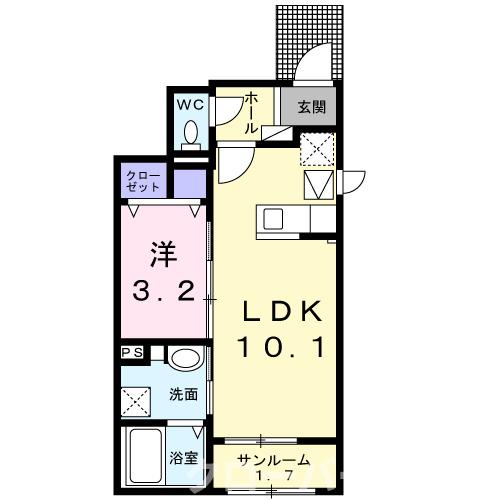 丸亀市今津町のアパートの間取り