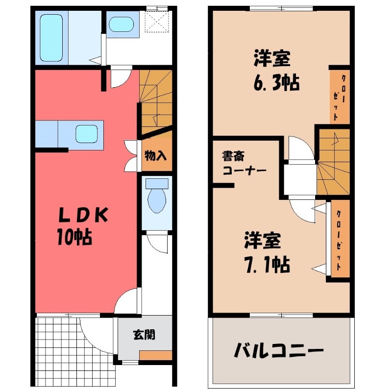 鹿沼市御成橋町のアパートの間取り