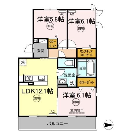 高松市香西西町のアパートの間取り