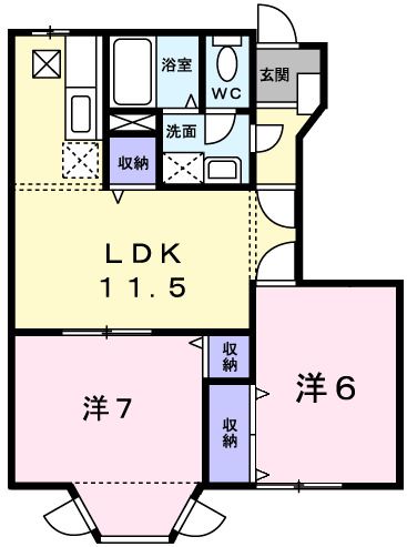 【姫路市北条梅原町のアパートの間取り】