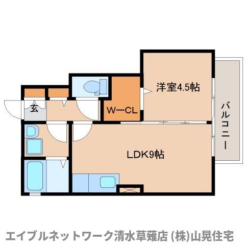 静岡市葵区西瀬名町のアパートの間取り