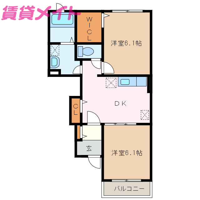 津市香良洲町のアパートの間取り