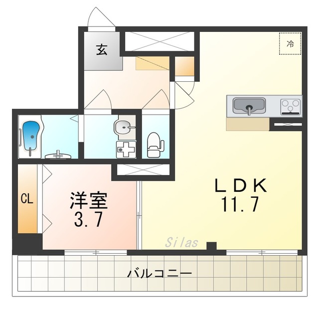 【堺市北区中百舌鳥町のマンションの間取り】