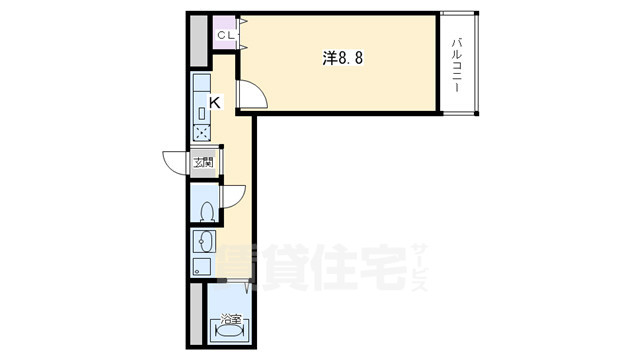 京都市下京区骨屋町のマンションの間取り