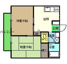 徳島市福島のアパートの間取り