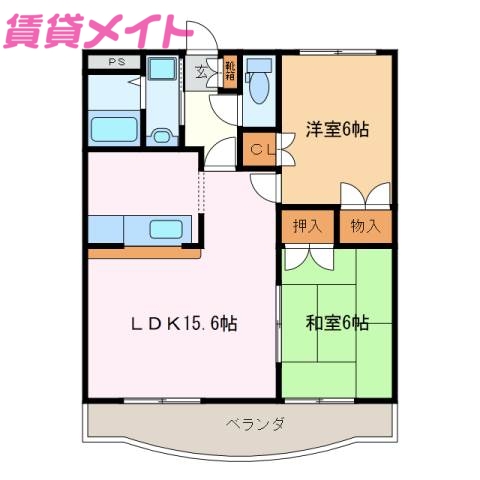 松阪市嬉野中川新町のマンションの間取り