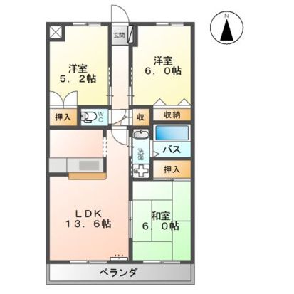 郡山市日和田町のマンションの間取り