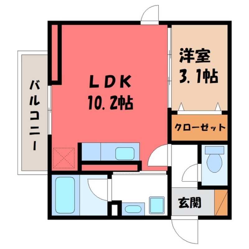 【宇都宮市御幸本町のアパートの間取り】