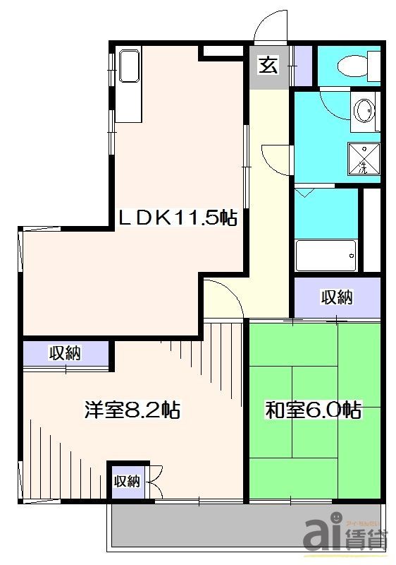 西武池袋線 ひばりケ丘駅 徒歩16分 4階建 築35年の間取り写真