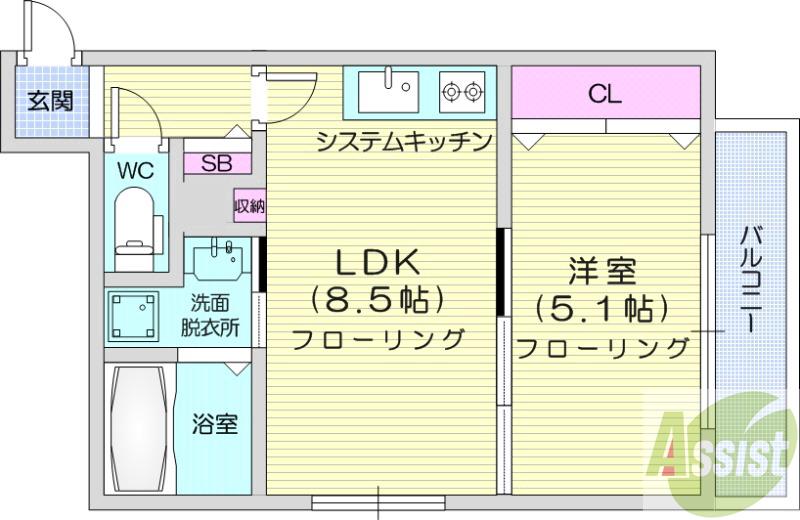 地下鉄東西線 西１８丁目駅 徒歩8分 4階建 築18年の間取り写真