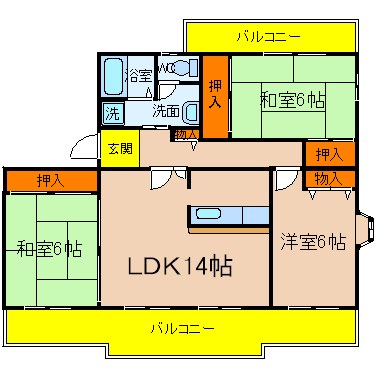 三田市あかしあ台のマンションの間取り