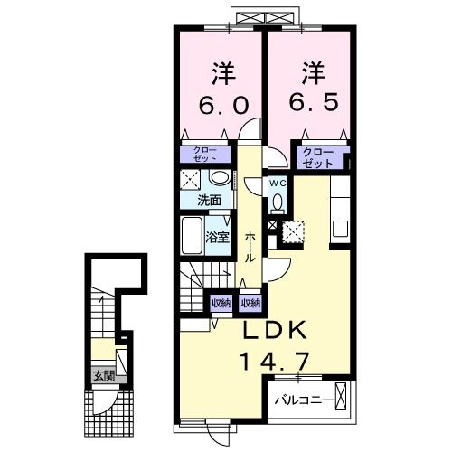 【堺市南区稲葉のアパートの間取り】