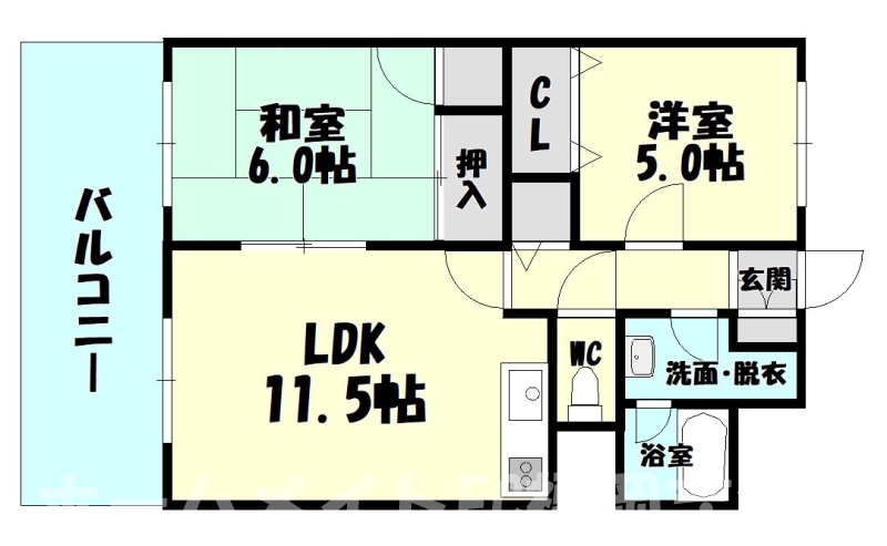 糟屋郡志免町御手洗のマンションの間取り