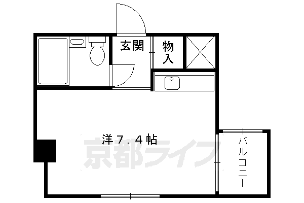 京都市左京区岡崎徳成町のマンションの間取り