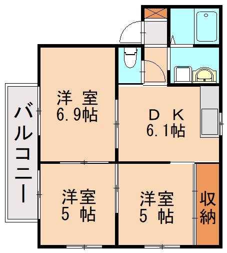 福岡市東区多々良のアパートの間取り