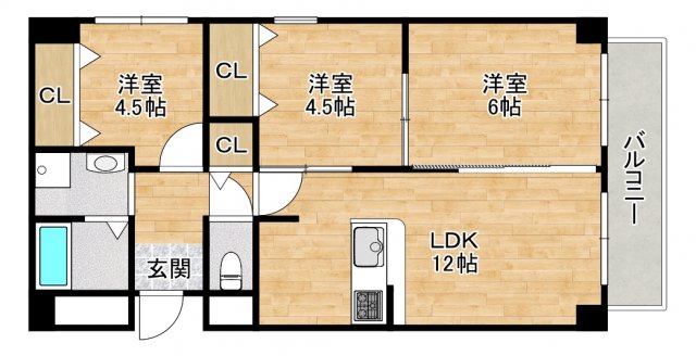 豊中市若竹町のマンションの間取り