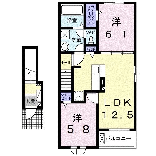 亘理郡山元町浅生原のアパートの間取り