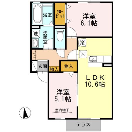 西尾市西幡豆町のアパートの間取り