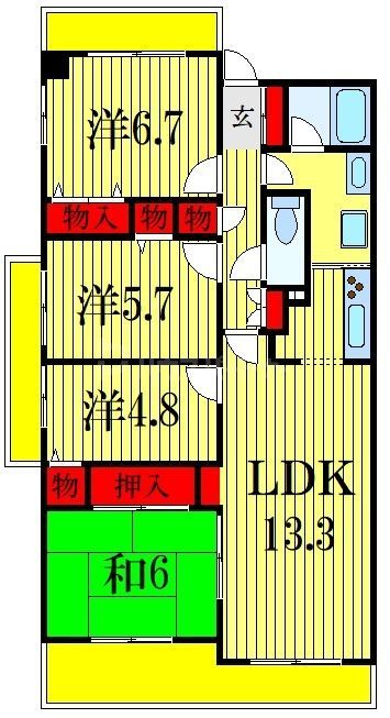 【市川市南大野のマンションの間取り】