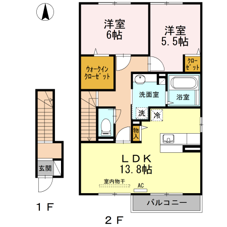 尾道市高須町のアパートの間取り