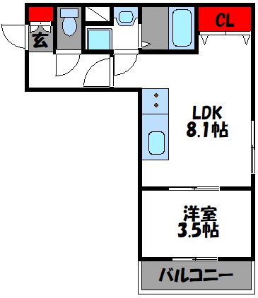 福岡市東区和白のアパートの間取り