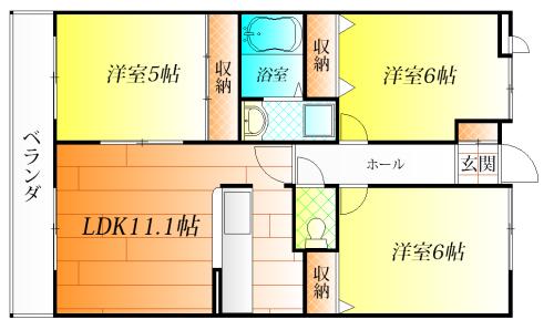 藤井寺市小山のマンションの間取り