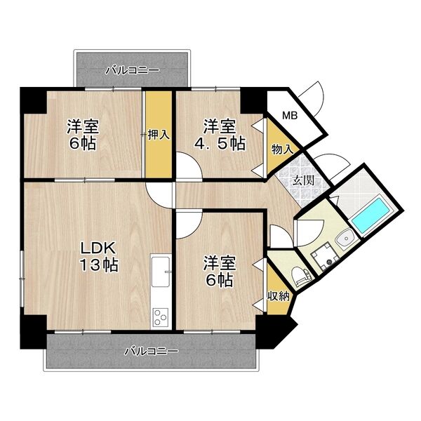 グランブルー宿屋町の間取り