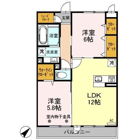 上尾市大字原市のアパートの間取り