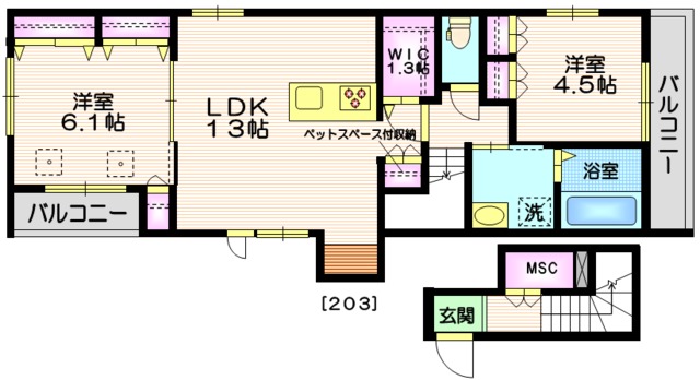 世田谷区新町のマンションの間取り