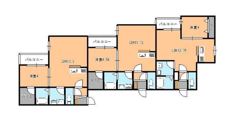 福岡市博多区東平尾のアパートの間取り