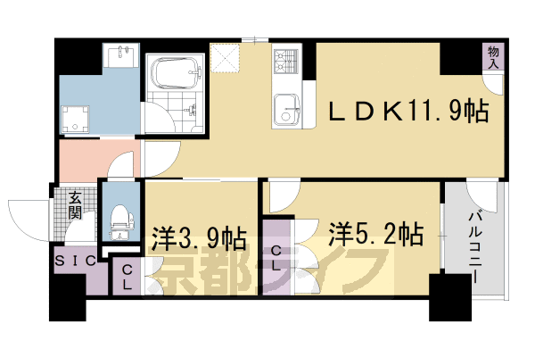 ソルレヴェンテ堀川高辻の間取り