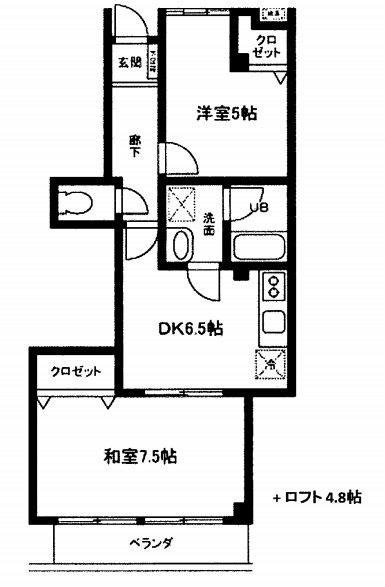 高知市福井扇町のマンションの間取り