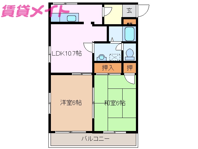 津市末広町のマンションの間取り