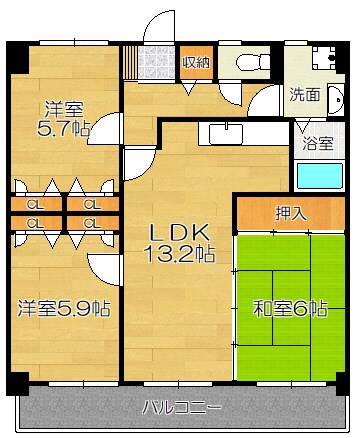 カサグランデ筑紫の間取り