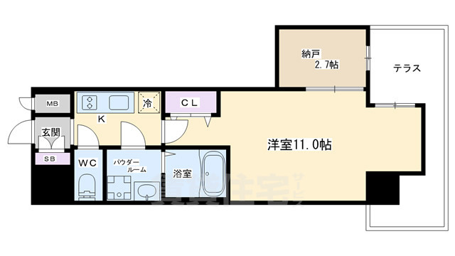 京都市下京区七条御所ノ内中町のマンションの間取り