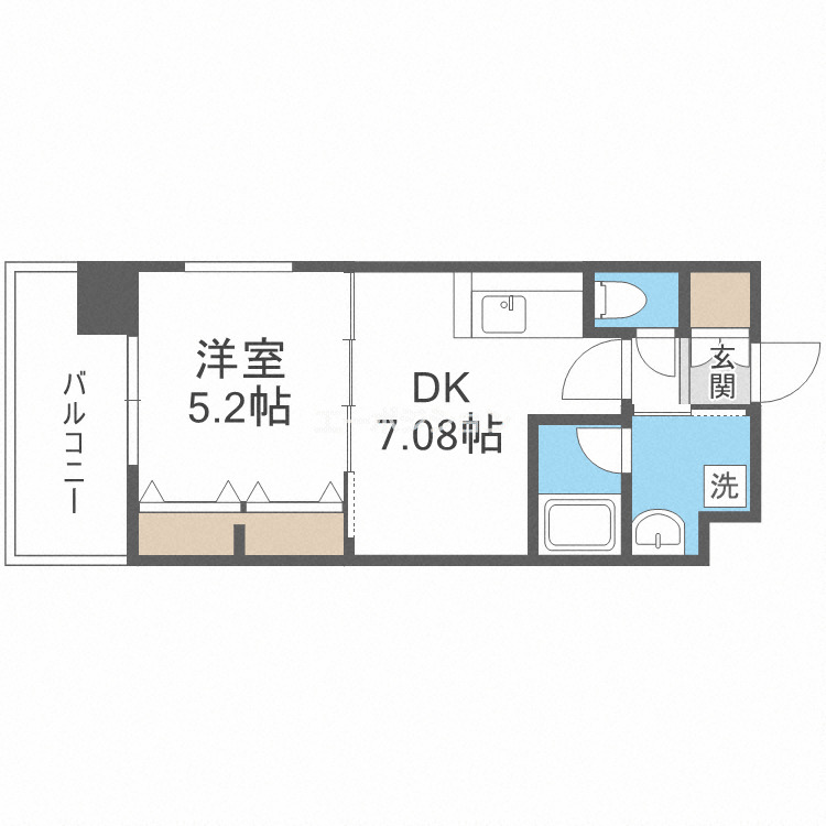 大阪市浪速区稲荷のマンションの間取り