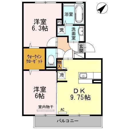 ＪＲ常磐線 いわき駅 徒歩44分 3階建 築14年の間取り写真