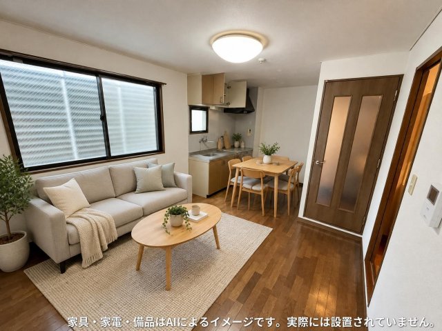 居室・リビング　※家具・家電・備品等はＡＩ画像生成により配置例を示したもので
