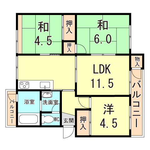 狩口台住宅22号棟の間取り写真