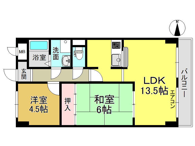 大中東マンションの間取り