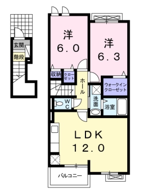 刈谷市恩田町のアパートの間取り