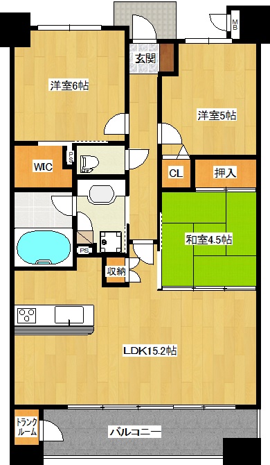 郡山市鶴見坦のマンションの間取り