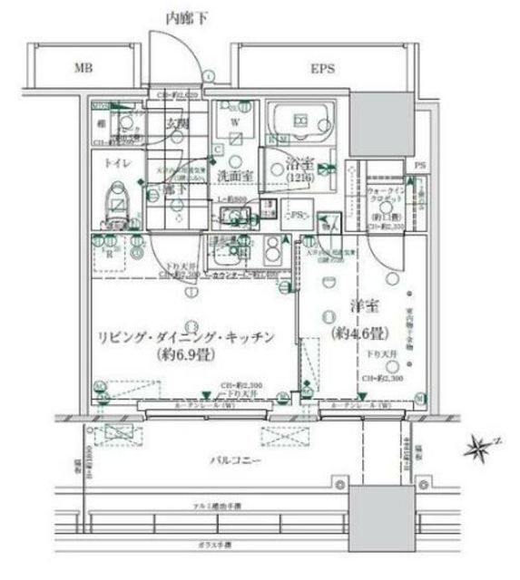 港区海岸のマンションの間取り