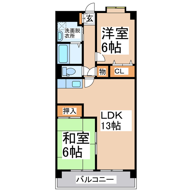 熊本県熊本市中央区出水７（マンション）の賃貸物件の間取り