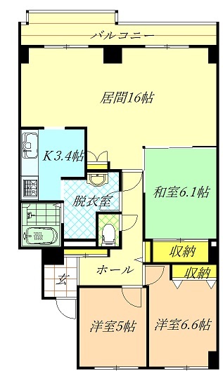 旭川市宮下通のマンションの間取り